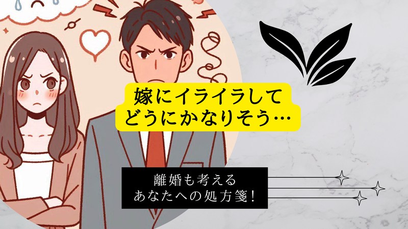 嫁にイライラしてどうにかなりそう…離婚も考えるあなたへ贈る処方箋
